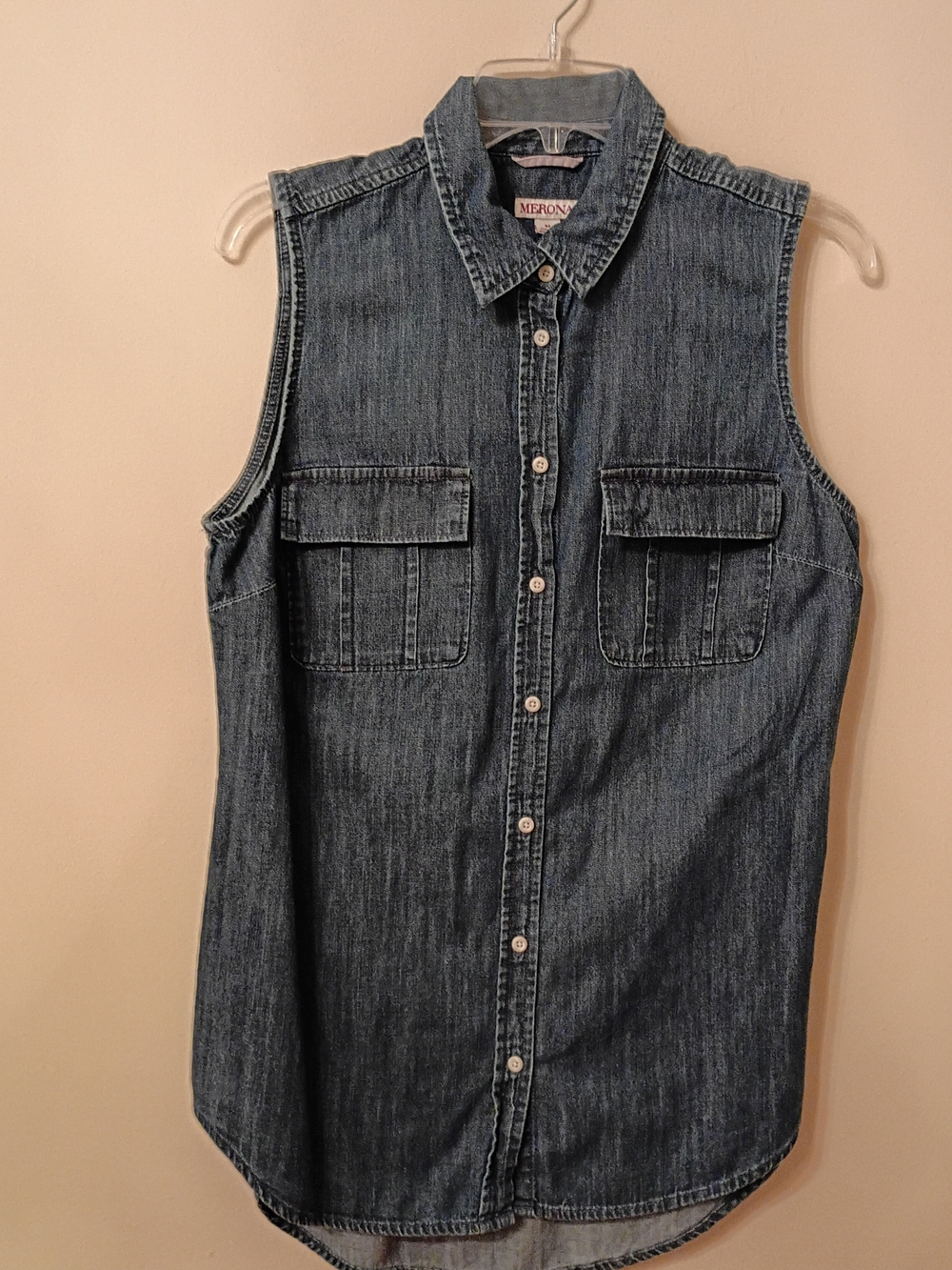 Merona Denim Shirt with Red Logo Tag - Blue Size M